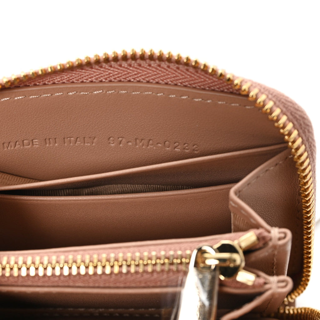 Lambskin Cannage Small Lady Dior Voyageur Coin Purse Rose Des Vents