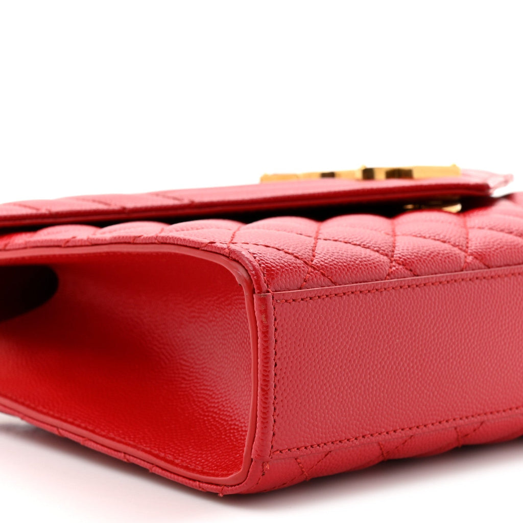 Grain De Poudre Textured Mixed Matelasse Triquilt Medium Monogram Satchel New Red