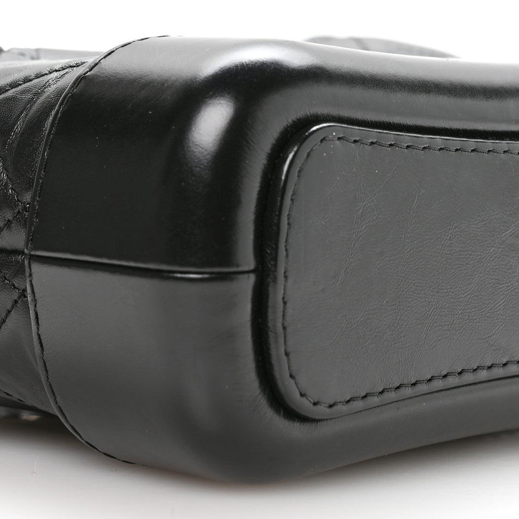 Aged Calfskin Quilted Small Gabrielle Logo Hobo Black