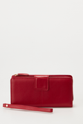 RFID Leather Zip Around Wallet
