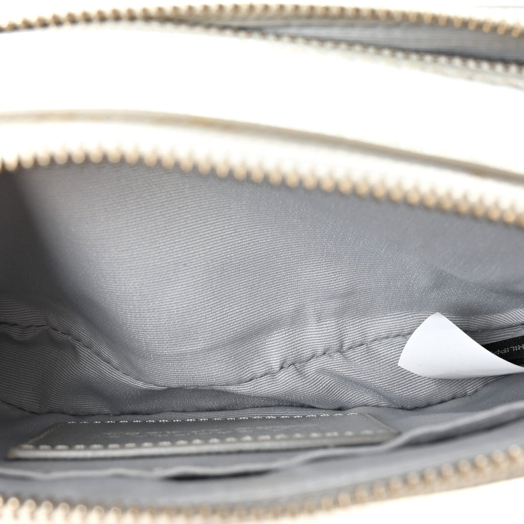 Metallic Saffiano Small Snapshot Camera Bag Silver