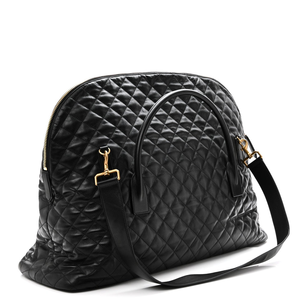 Calfskin Quilted ES Giant Travel Bag Black