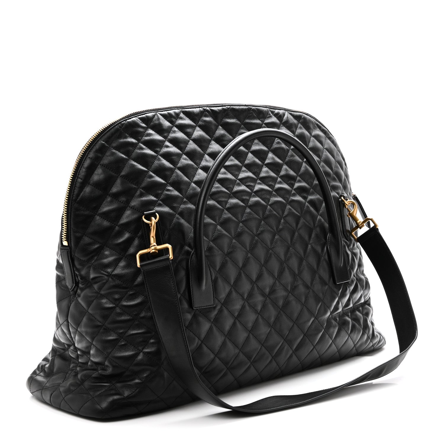 Calfskin Quilted ES Giant Travel Bag Black