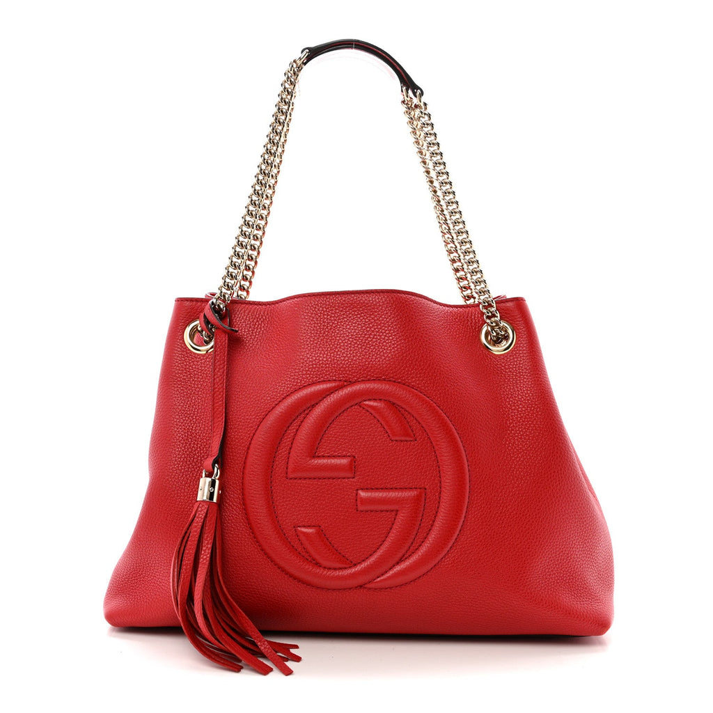 Cellarius Calfskin Medium Soho Chain Shoulder Bag Vibrant Red