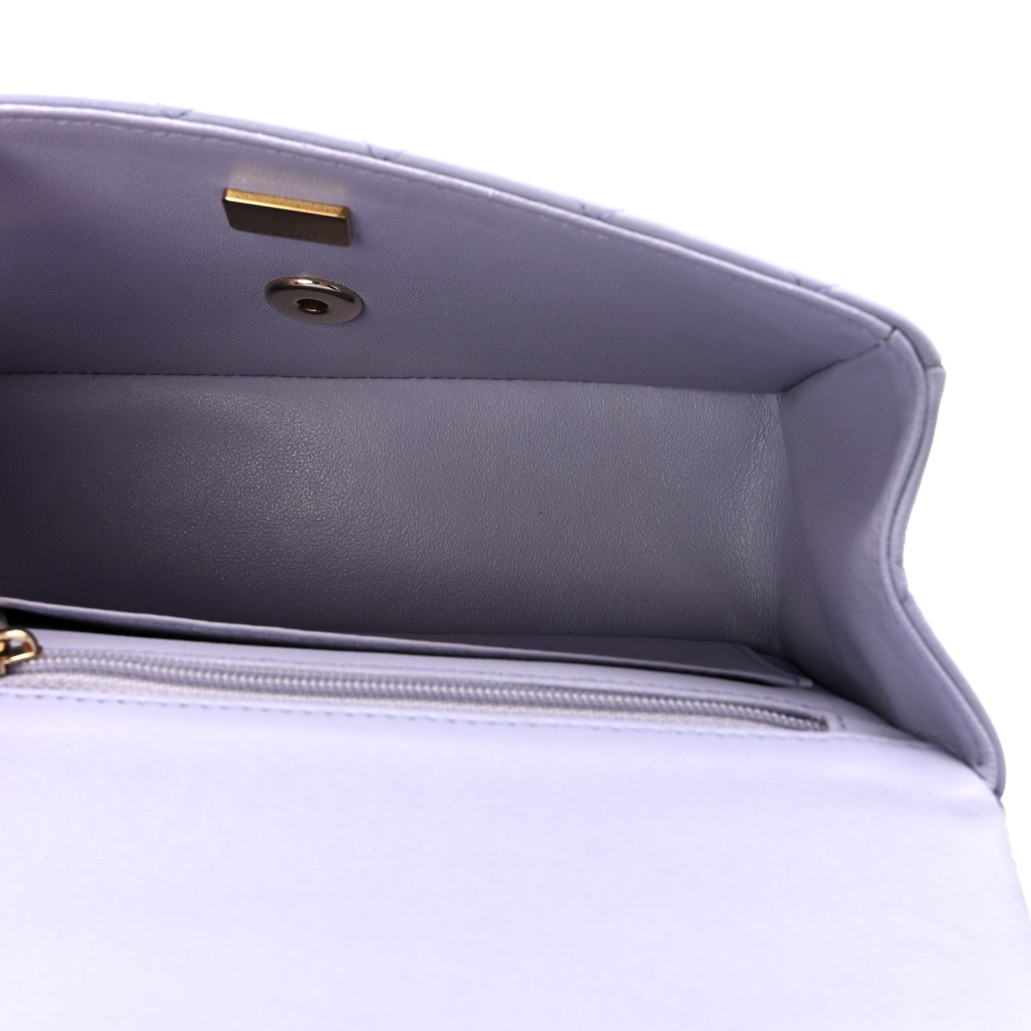 Lambskin Quilted Mini Top Handle Rectangular Flap Light Purple