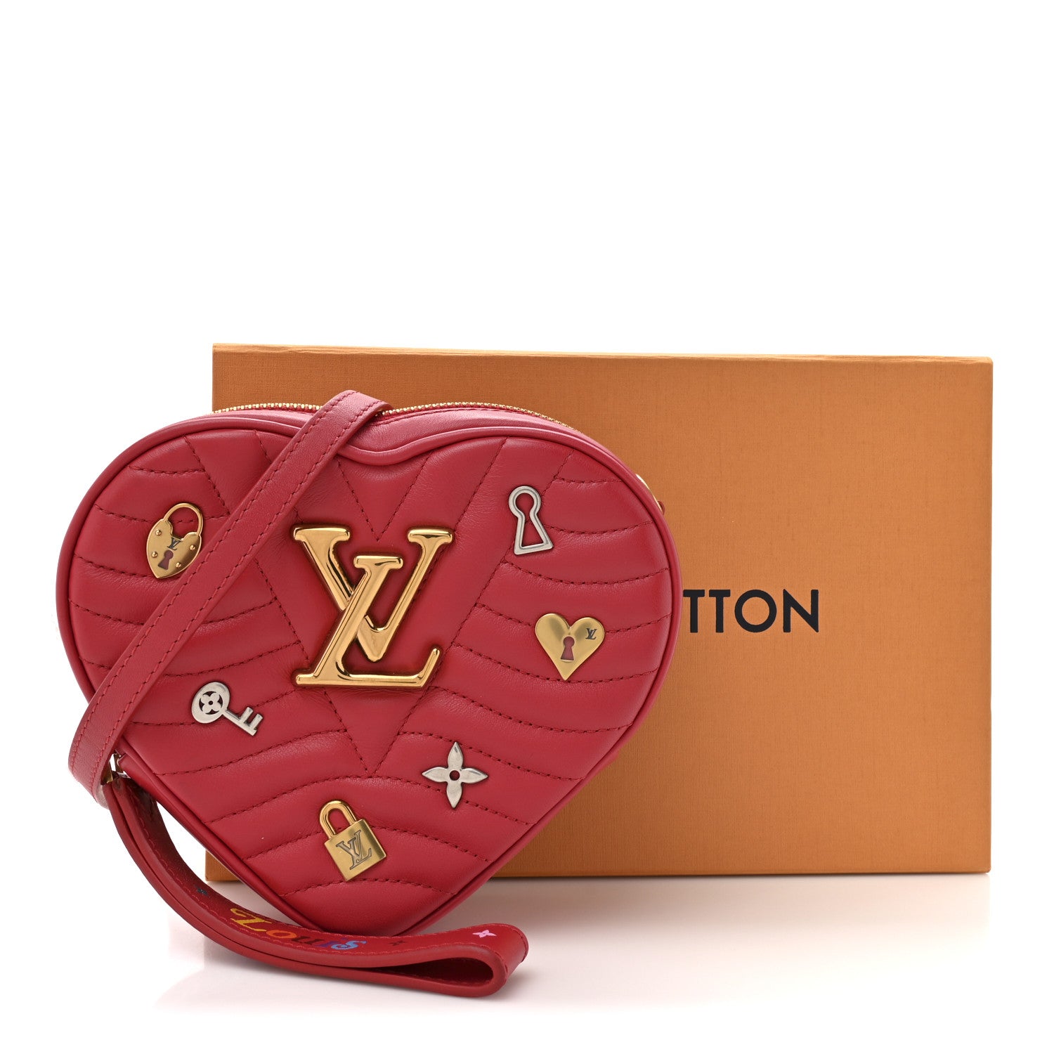 Calfskin Embellished New Wave Love Lock Heart Bag Ecarlate