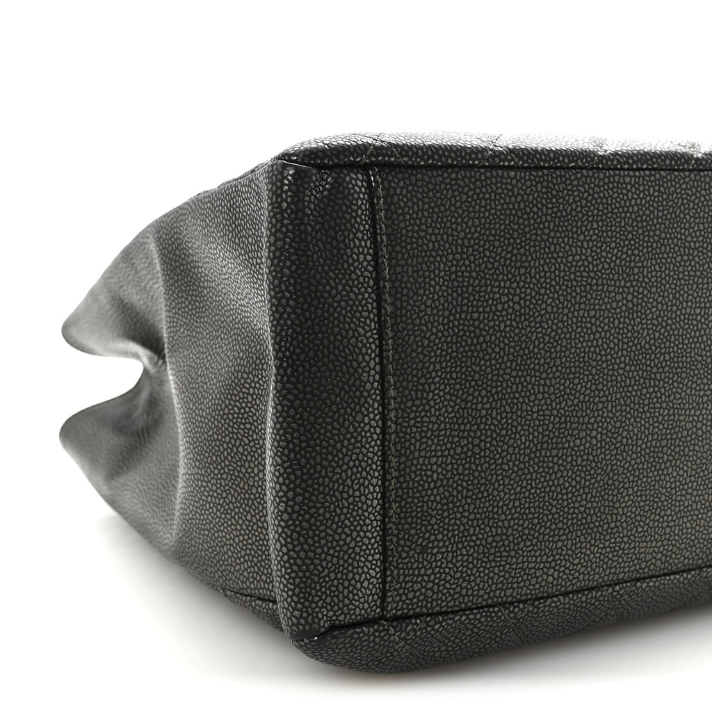 Caviar Quilted Grand Shopping Tote GST Dark Silver