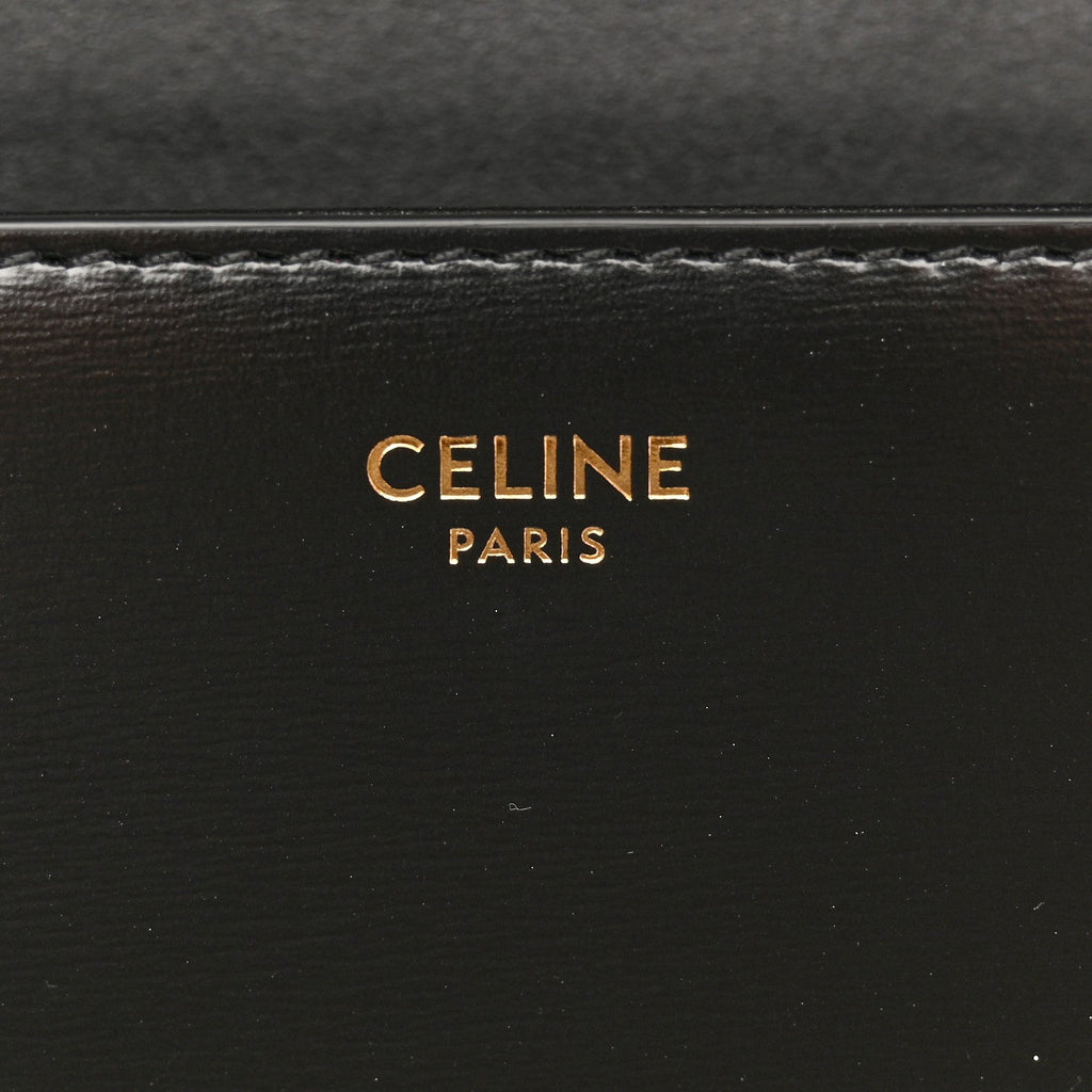 Shiny Calfskin Triomphe Chain Shoulder Bag Black