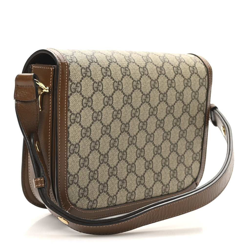 GG Supreme Monogram Horsebit 1955 Shoulder Bag Beige Brown Sugar