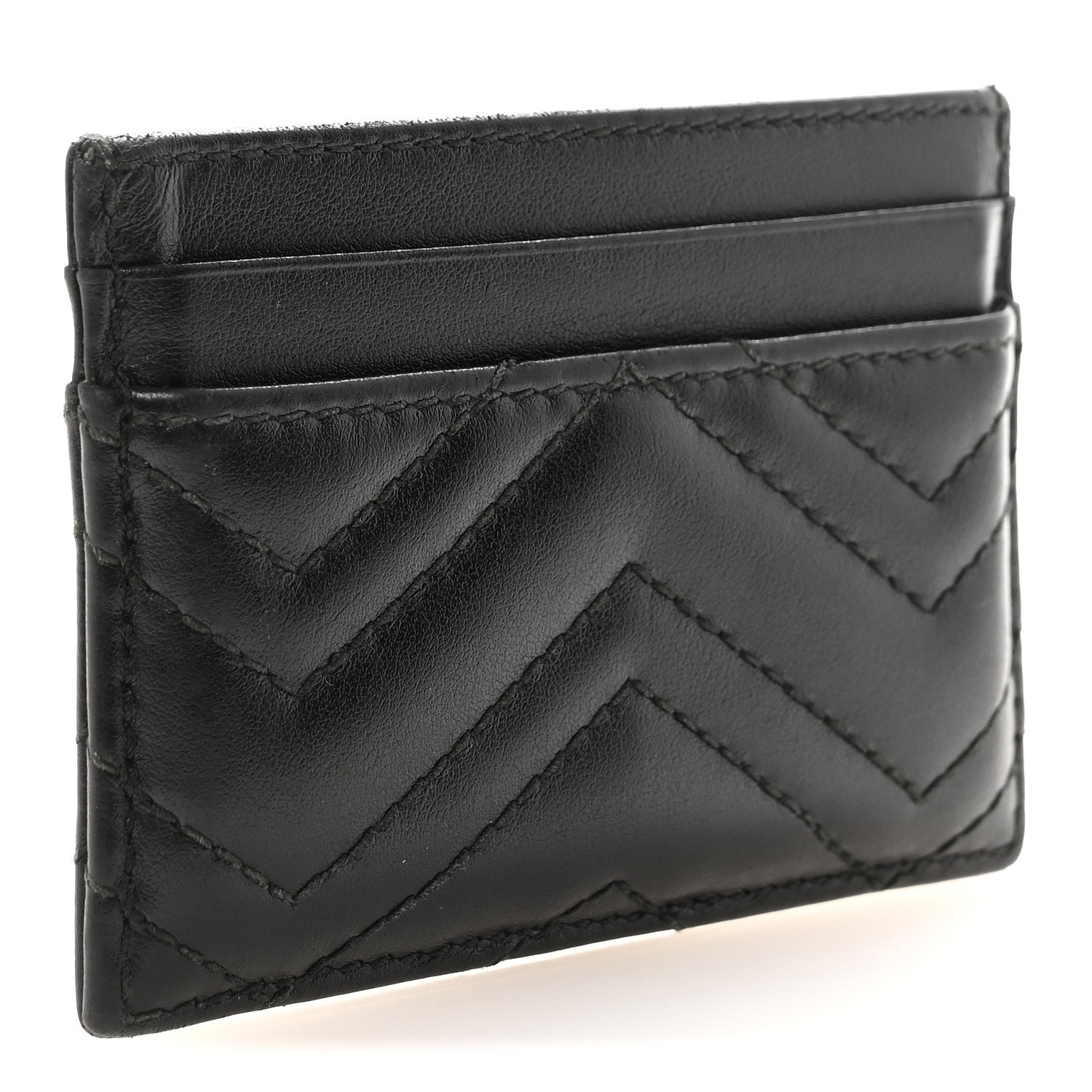 Calfskin Matelasse GG Marmont  Holder Black