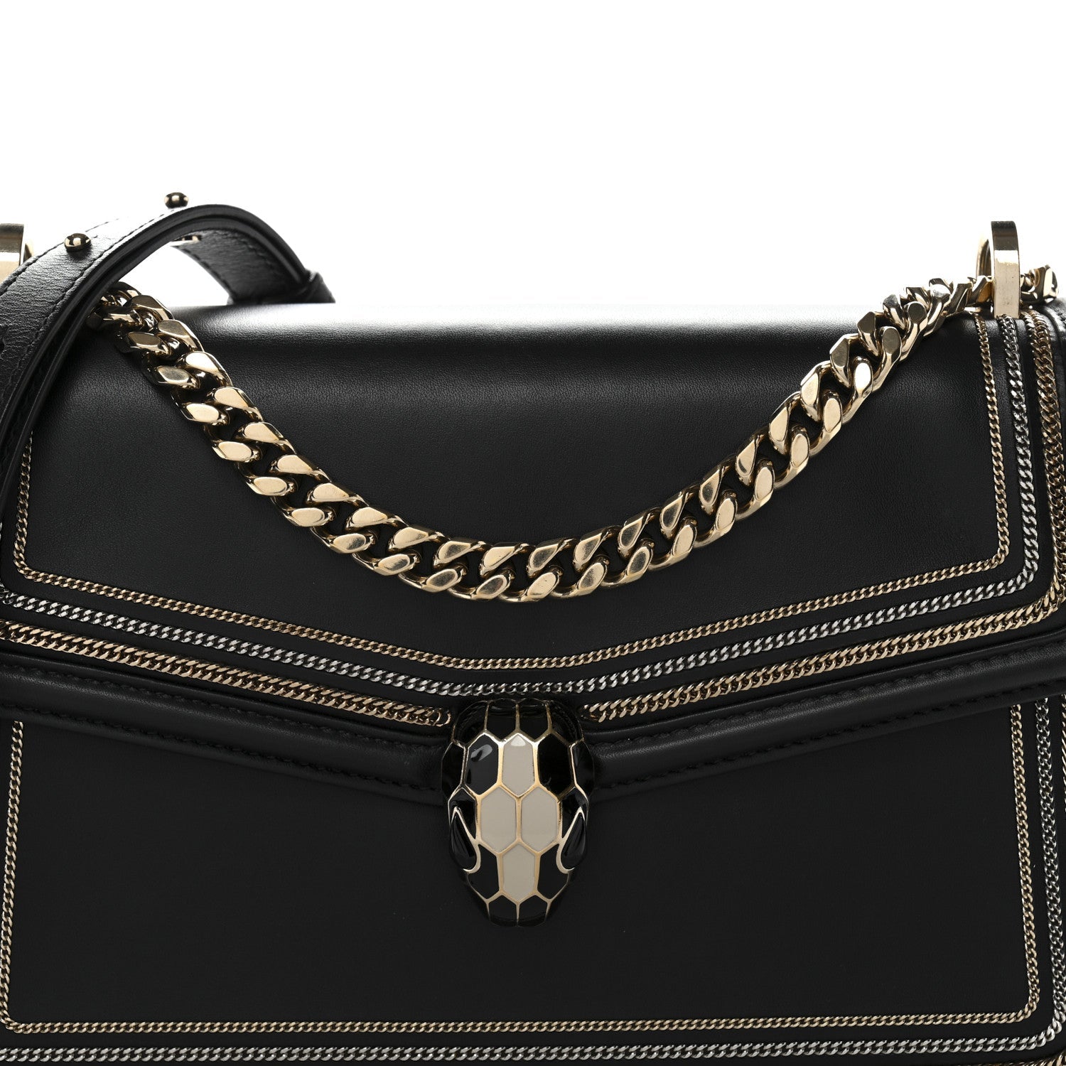 Calfskin Chain Serpenti Forever Crossbody Bag Black