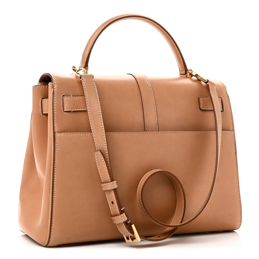 Smooth Vintage Calfskin Le Fermoir Top Handle Bag Vintage Brown