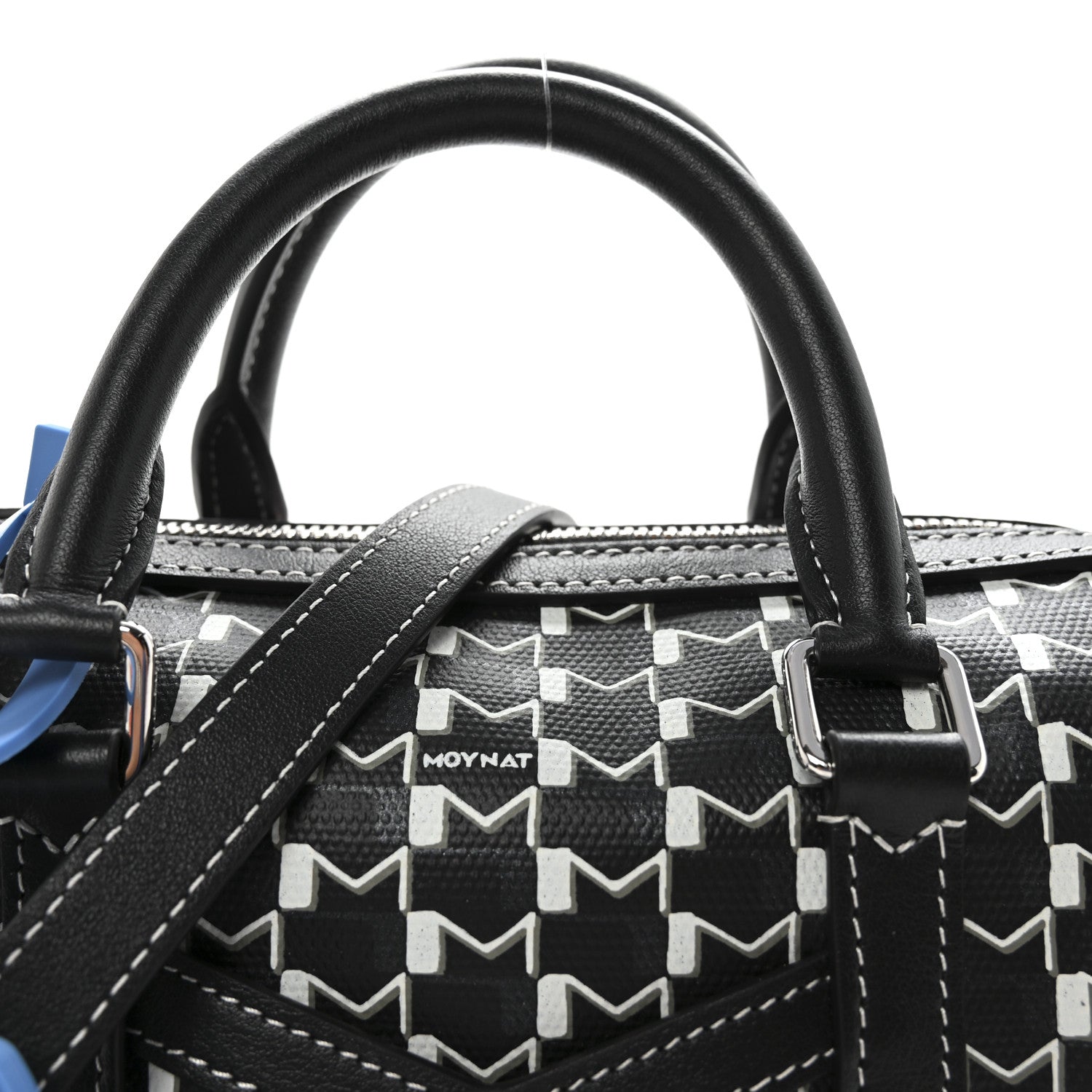 X KASING LUNG Calfskin Canvas M Labubu Boston Bag Black Multicolor
