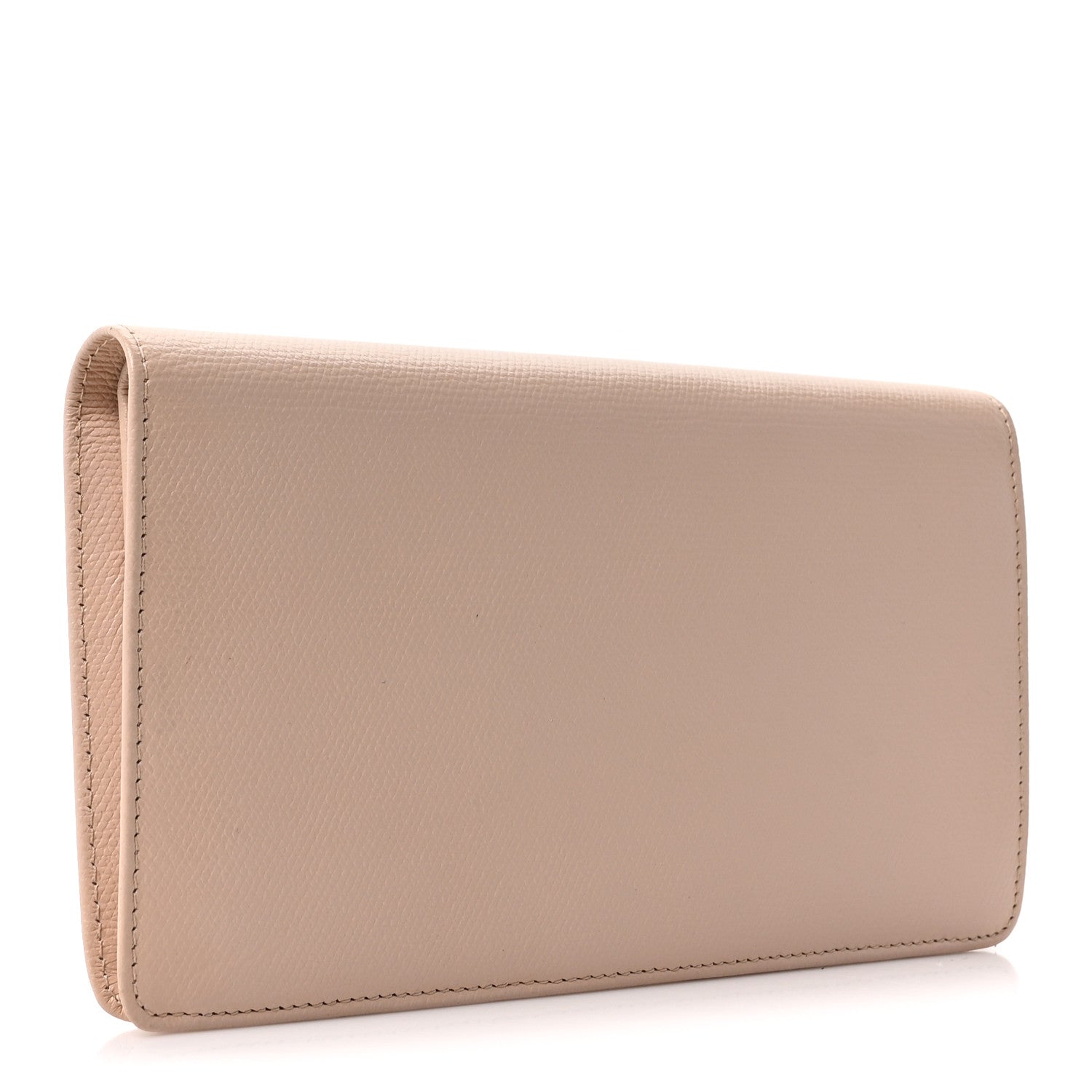 Grained Calfskin CC Button Yen Wallet Pink
