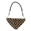 Jacquard Calfskin Triangolo Symbole Embroidered Mini Triangle Double Bag Black Corda