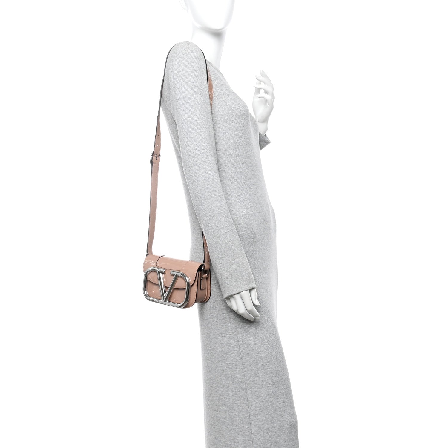 Patent Small Supervee Crossbody Bag Rose Cannelle