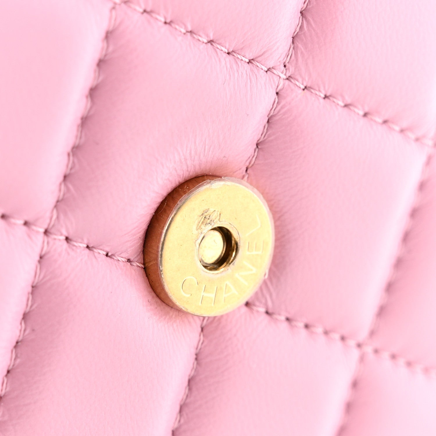 Lambskin Quilted Lacquered Chain Phone Holder With Chain Dark Pink