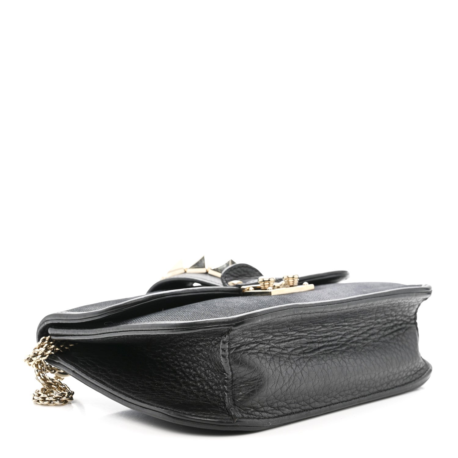 Denim Small Glam Lock Rockstud Flap Deep Denim