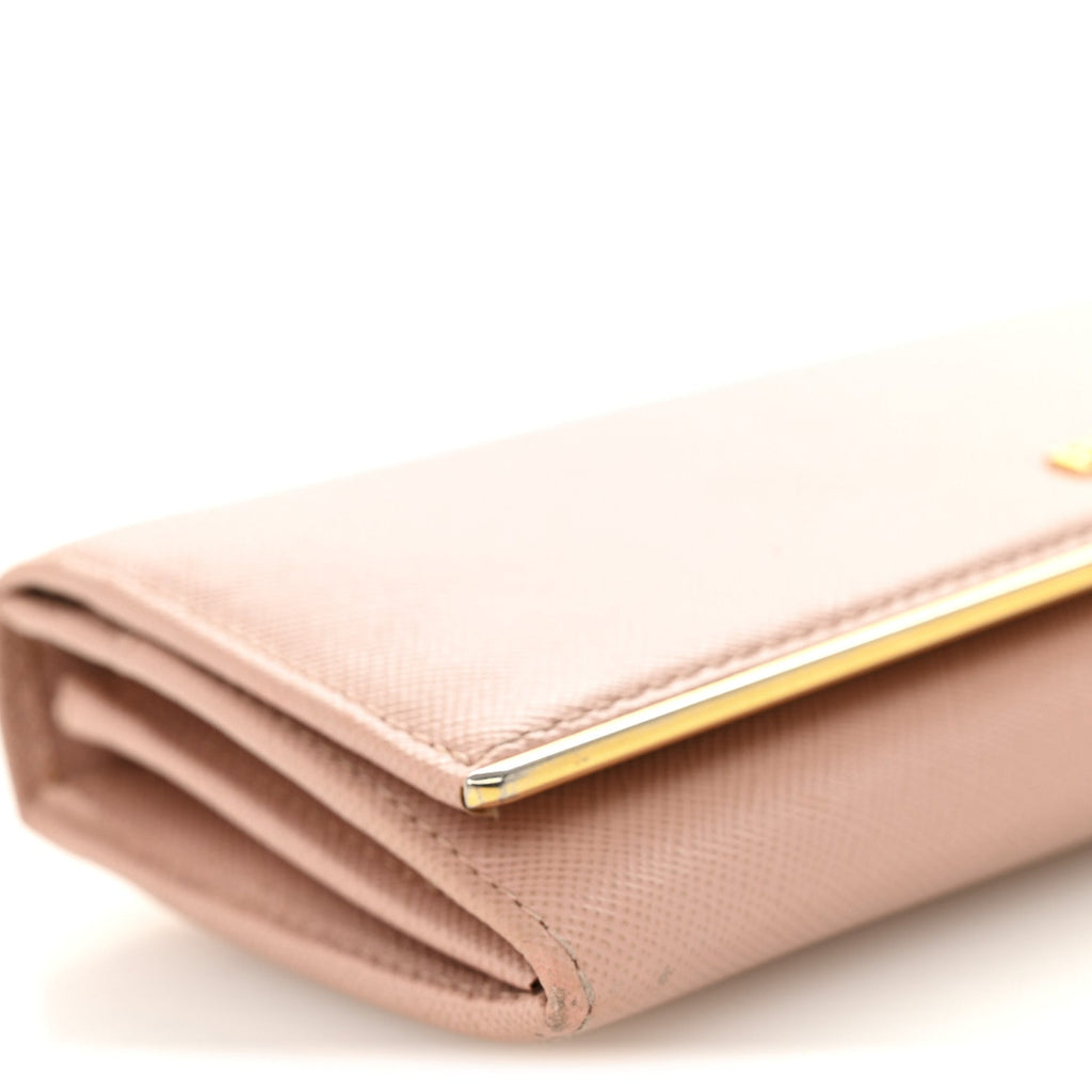 Saffiano Metal Bar Continental Flap Wallet Orchidea