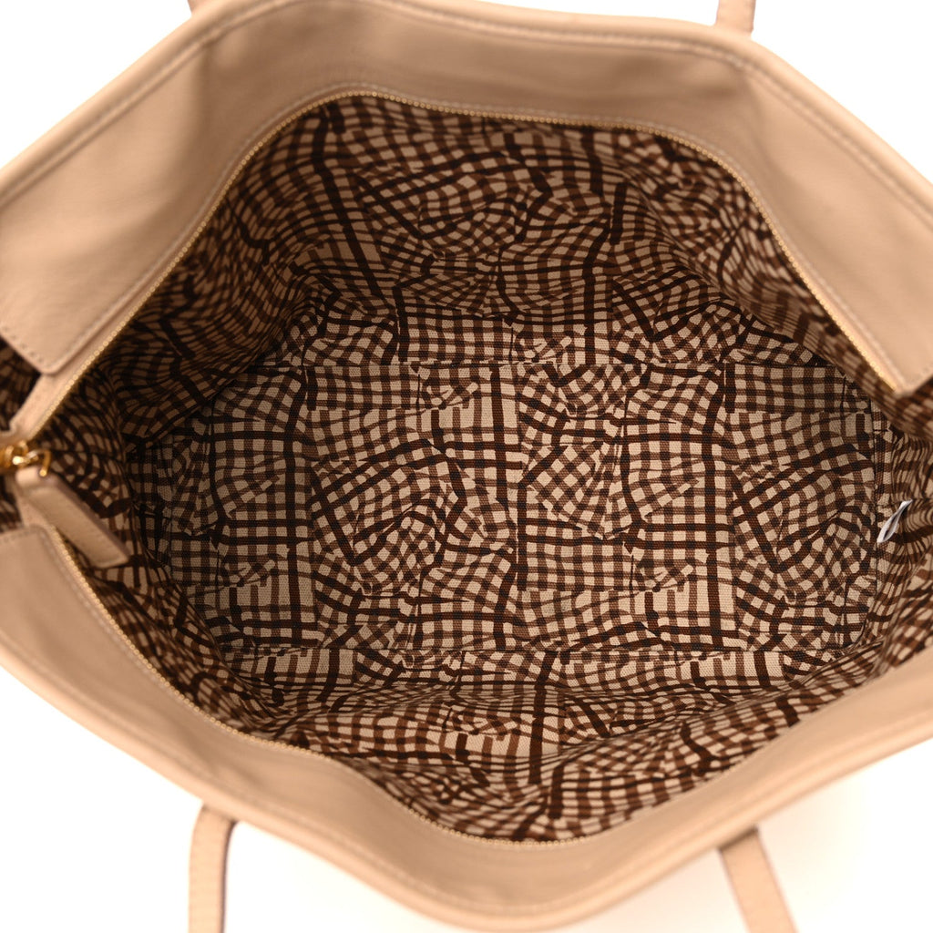 Visetos Medium Top Zip Shopper Tote Beige