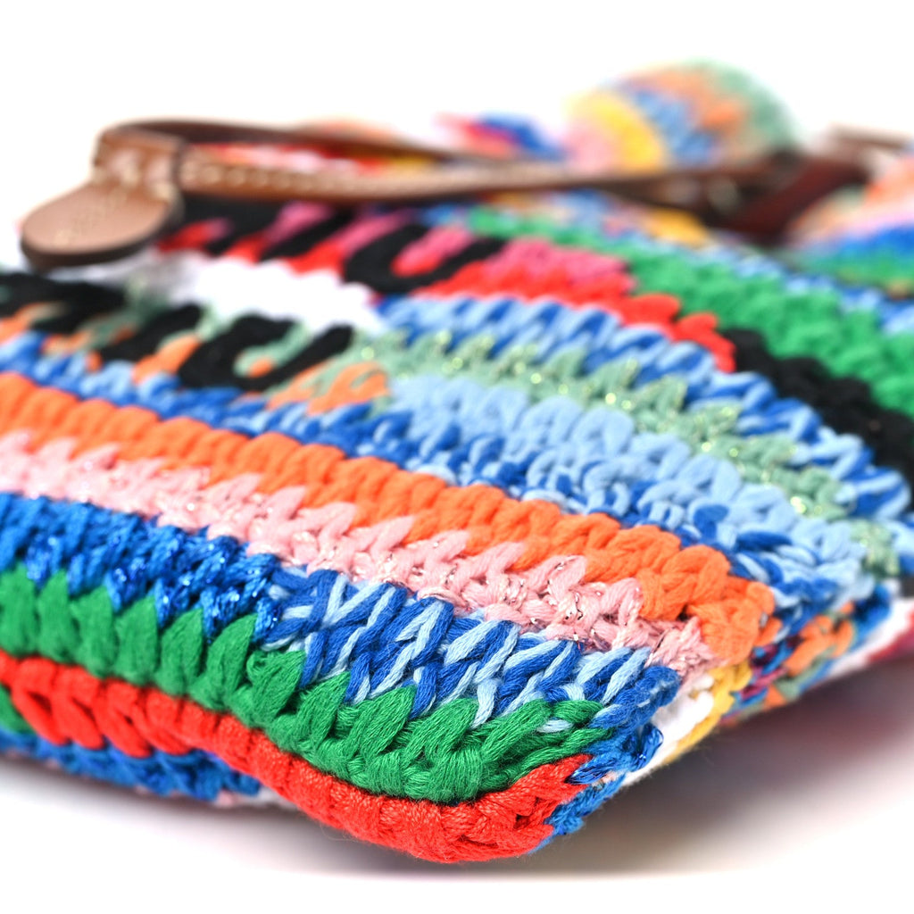 Fabric Crochet Drawstring Pouch Multicolor