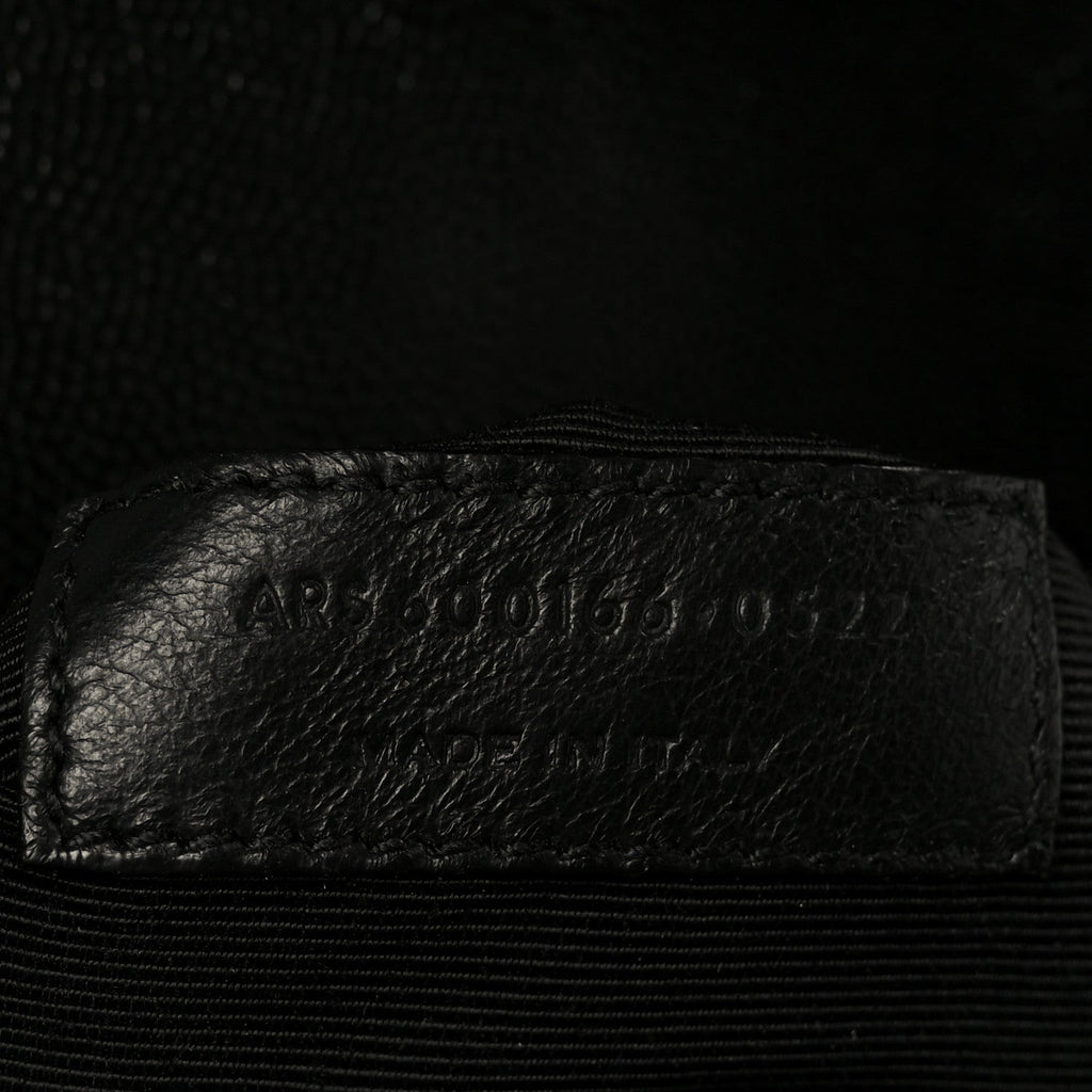 Grain De Poudre Textured Mixed Matelasse Large Triquilt Monogram Satchel Black
