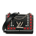 Epi Embroidered Twist Shoulder Bag MM  Black