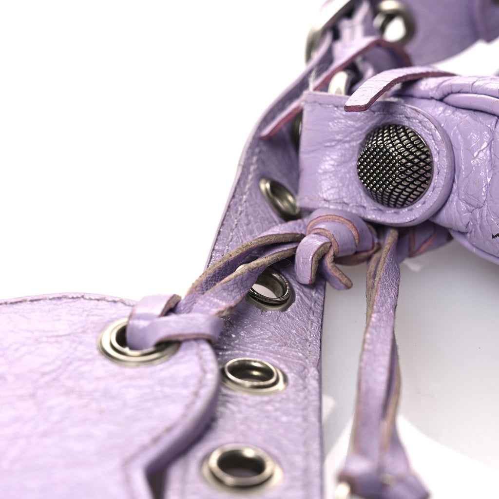 Extra Supple Calfskin Crocodile Embossed Le Cagole Shoulder Bag XS Lilac