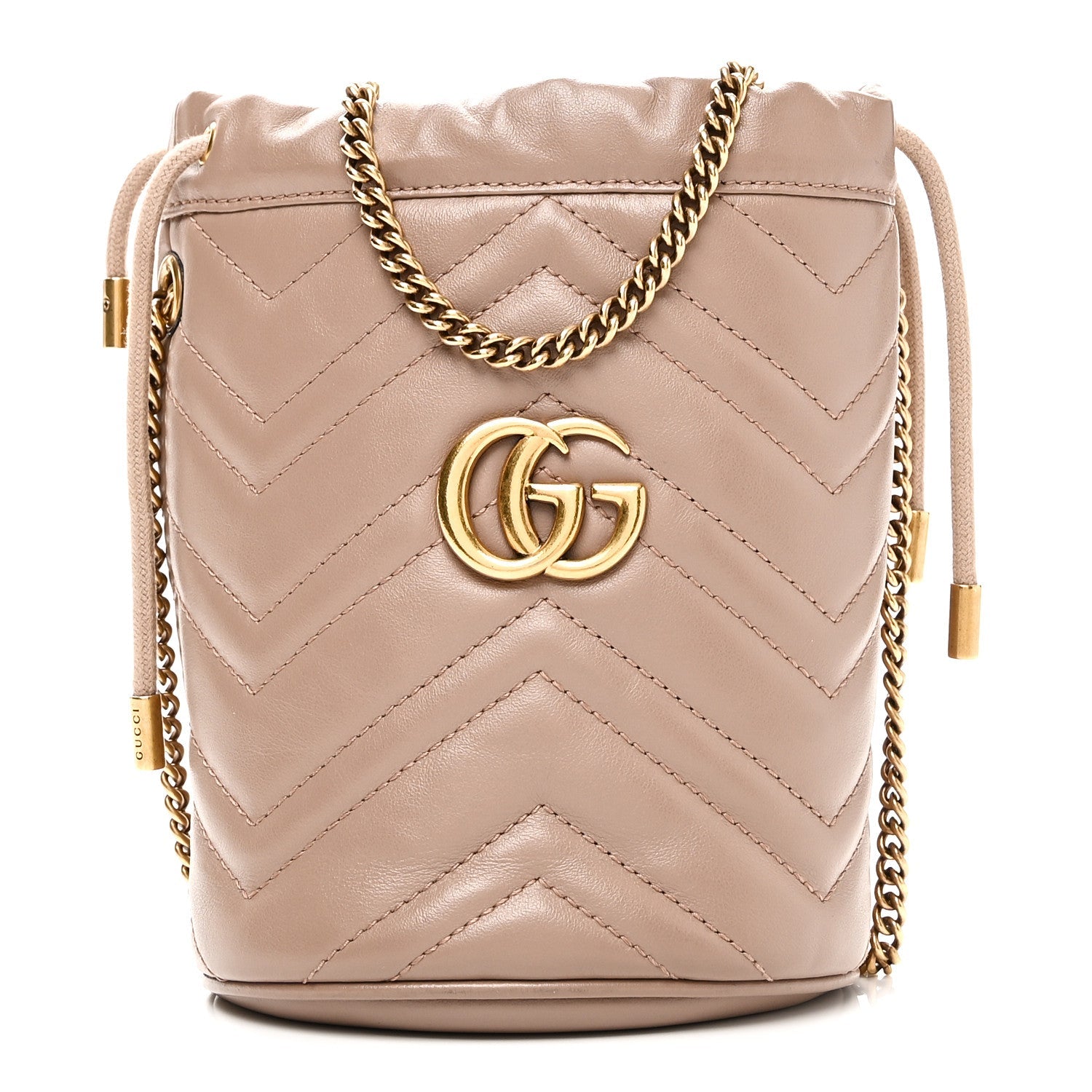 Calfskin Matelasse Mini GG Marmont 2.0 Bucket Bag Porcelain Rose