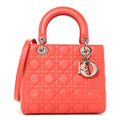 Lambskin Cannage Medium Lady Dior Coral