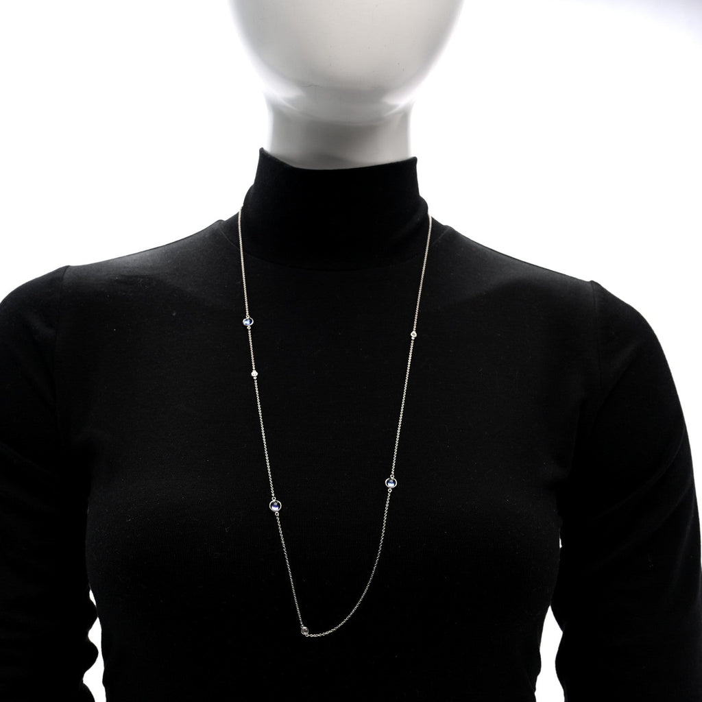 Sterling Silver Diamond Tanzanite Elsa Peretti Color By The Yard Sprinkle Necklace