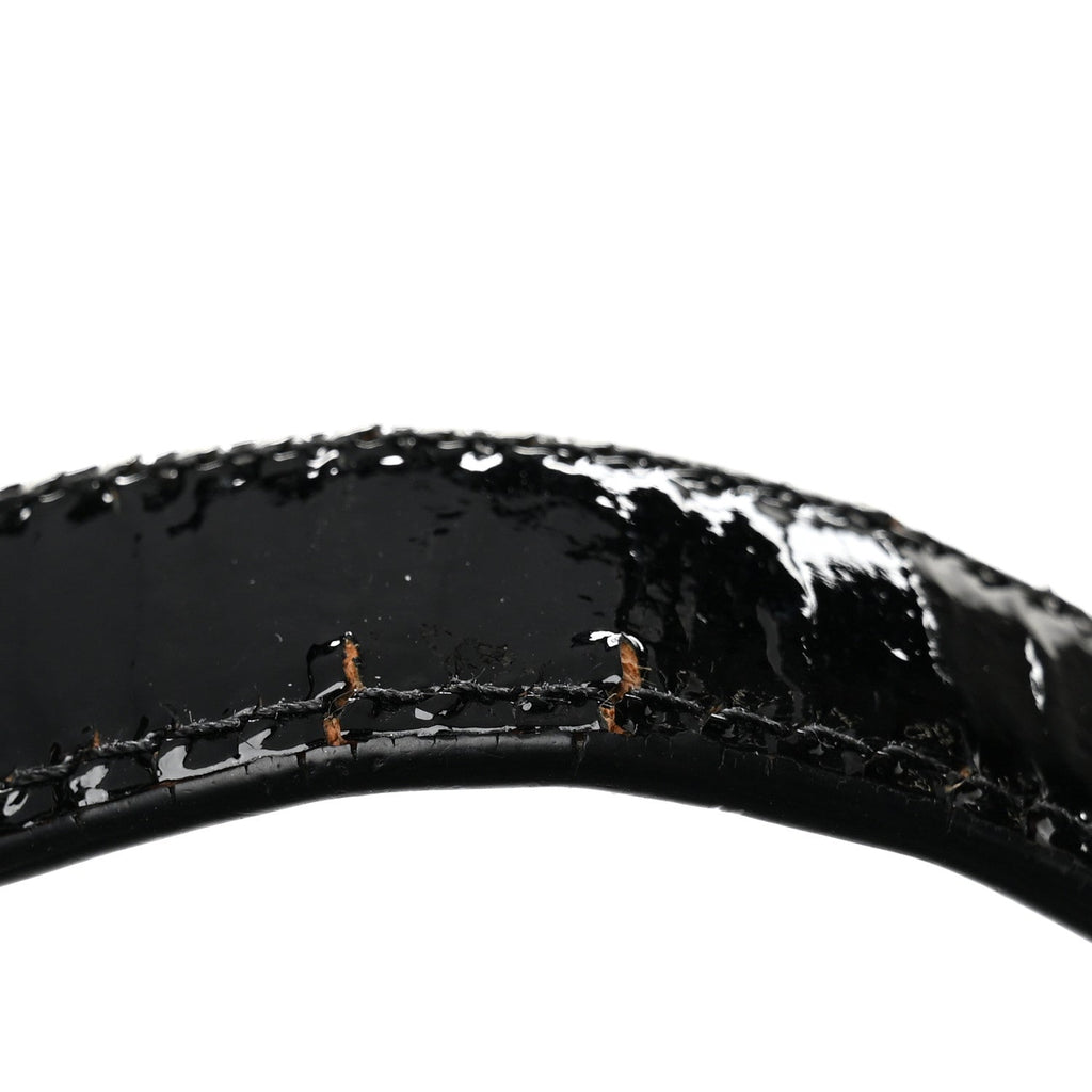 Patent Lambskin Cannage Rendezvous Flap Black