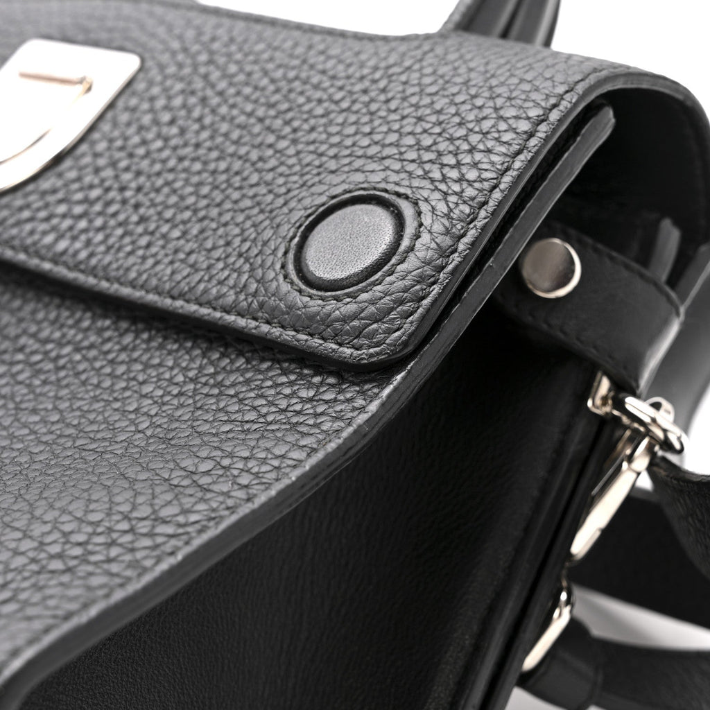 Grained Calfskin Mini Diorever Flap Black