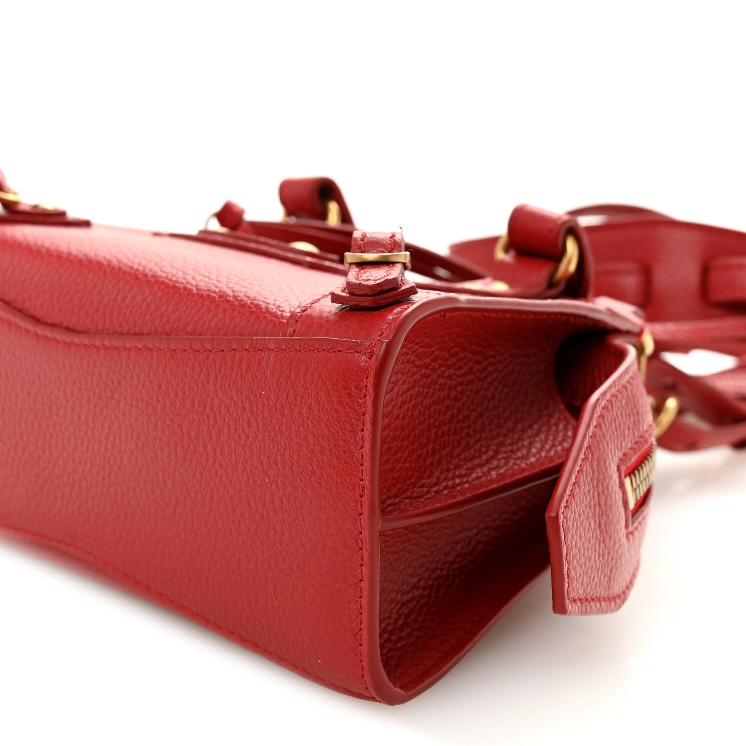 Grained Calfskin Neo Classic Gold Hardware Nano City Crossbody Medium Red