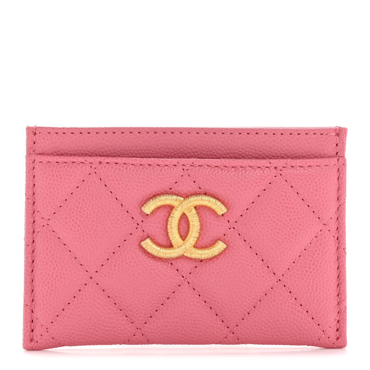 Caviar Quilted Textured CC  Holder Pink