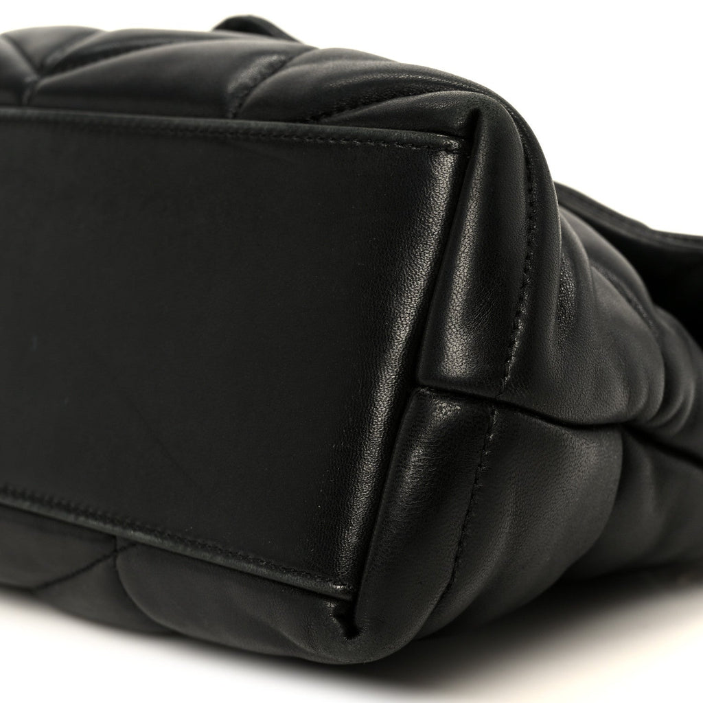 Lambskin Quilted Small Loulou Puffer Monogram Chain Satchel Black