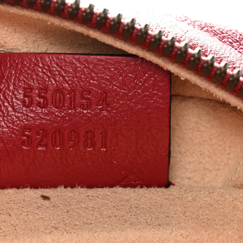 Glazed Calfskin Matelasse Heart Mini GG Marmont Round Shoulder Bag Romantic Cerise