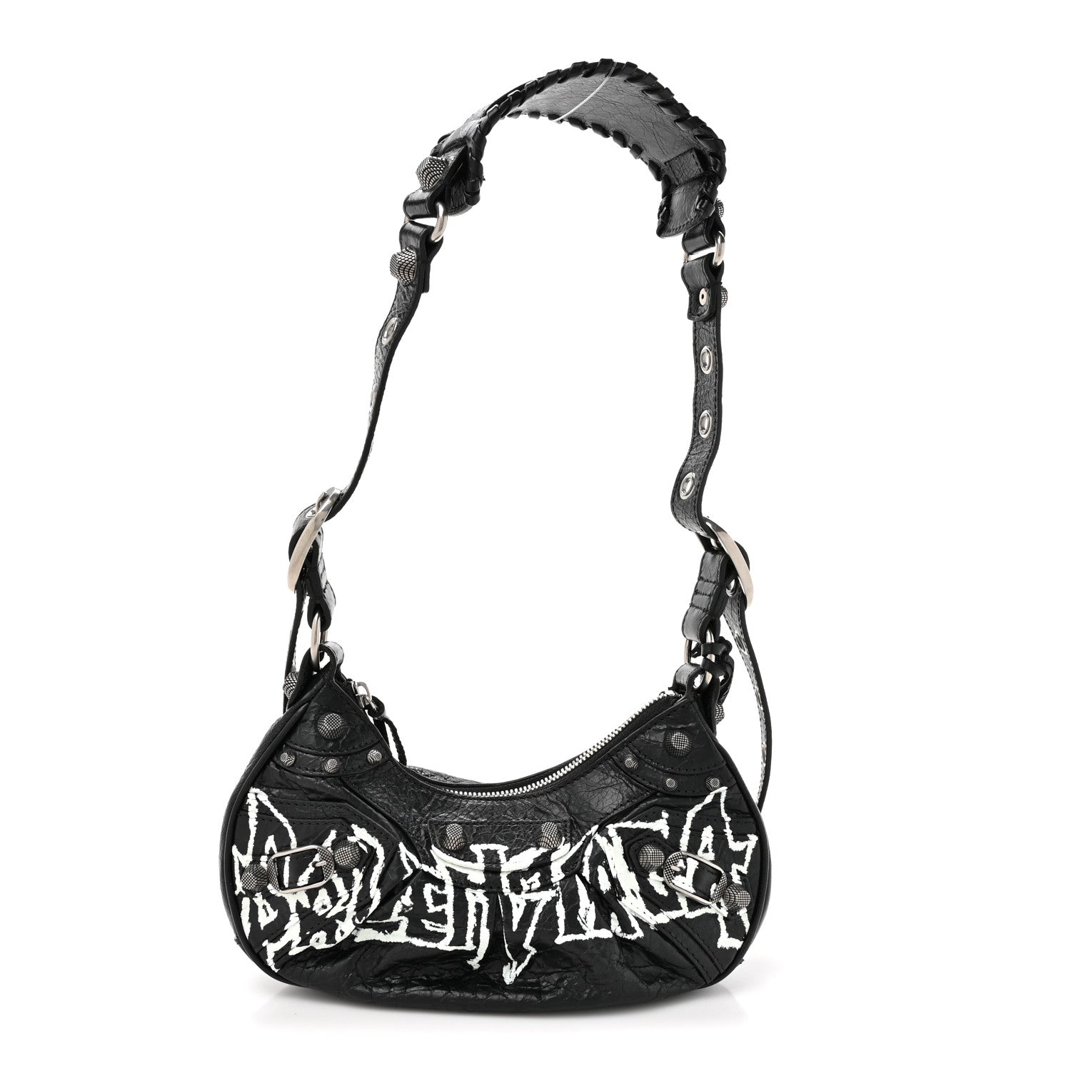 Agneau Arena Lunar New Year Graffiti Logo Le Cagole Shoulder Bag XS Black