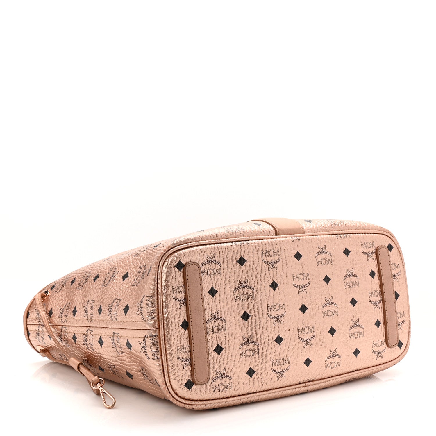 Metallic Visetos Medium Liz Reversible Shopper Tote Champagne Gold