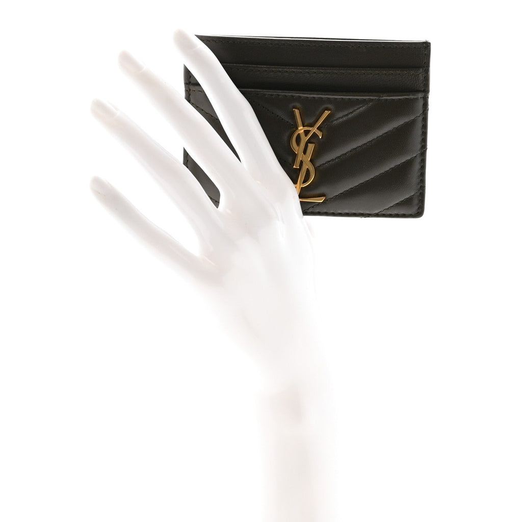 Lambskin Matelasse Chevron Monogram Credit  Case Light Musk