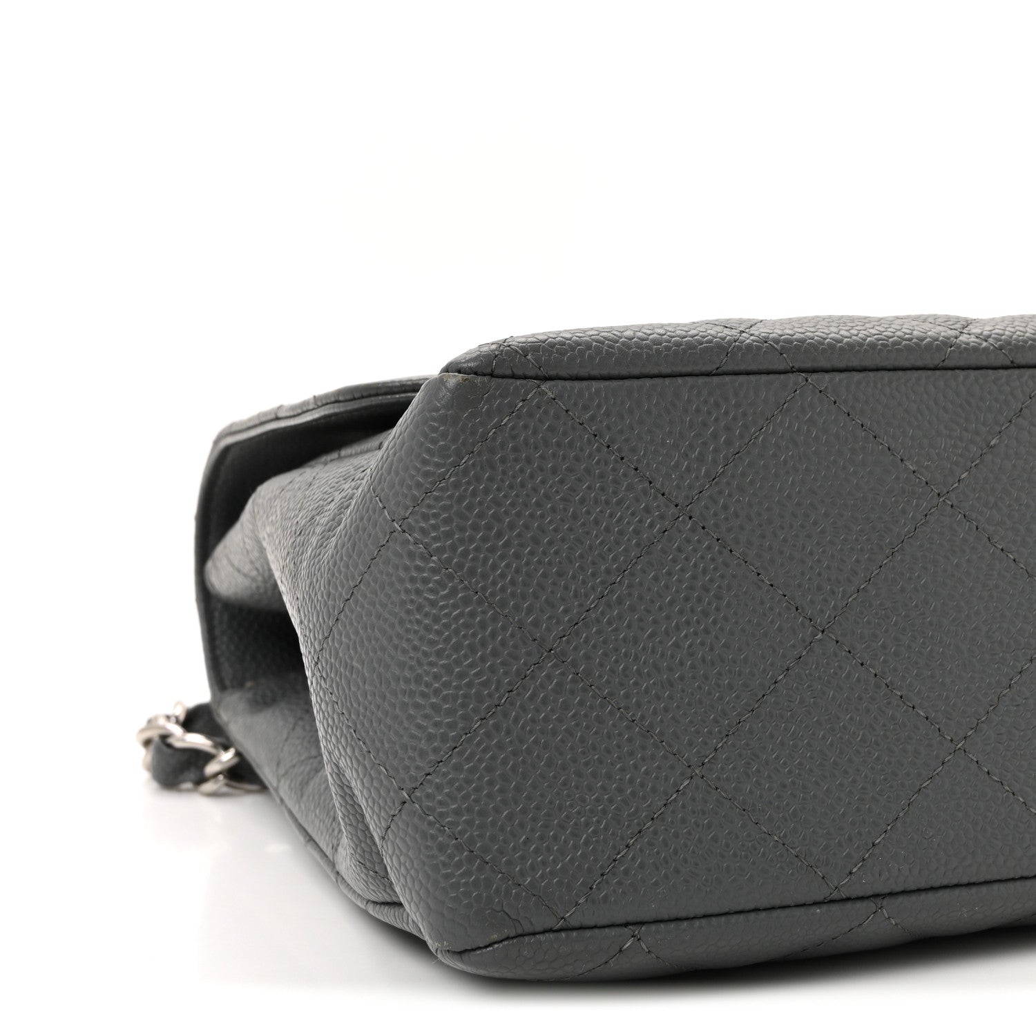 Caviar Quilted Jumbo Single Flap Grey