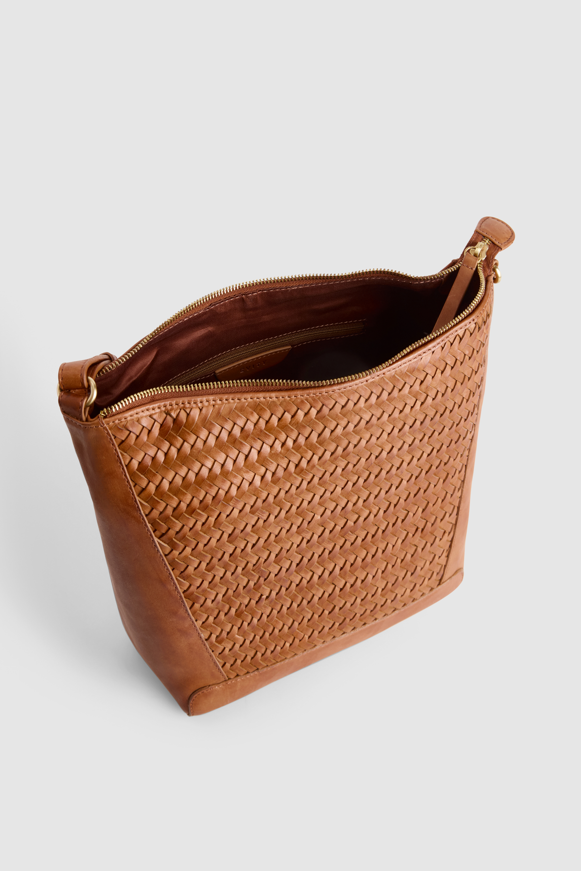 Elise Leather Weave Bucket Bag