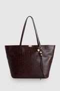 Lila Croco Leather Tote Bag
