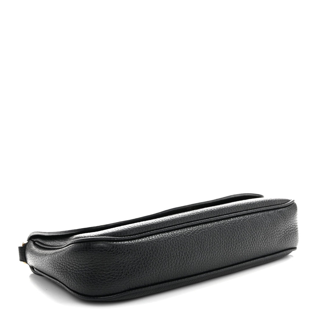Pebbled Calfskin Medium Soho Flap Crossbody Black