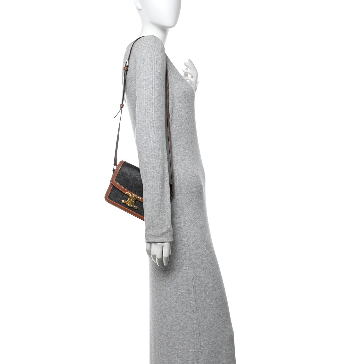Calfskin Triomphe Canvas Teen Triomphe Bag Tan