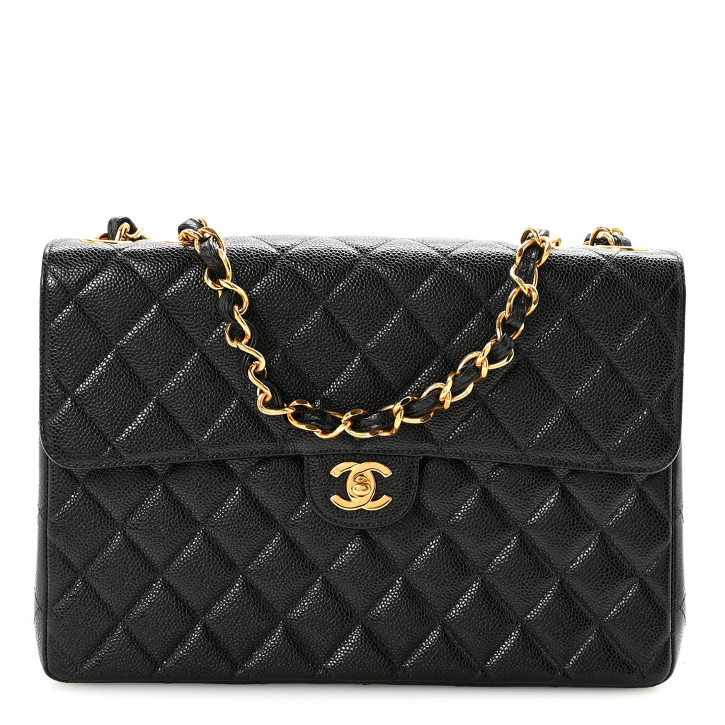 Caviar Jumbo Single Flap Black
