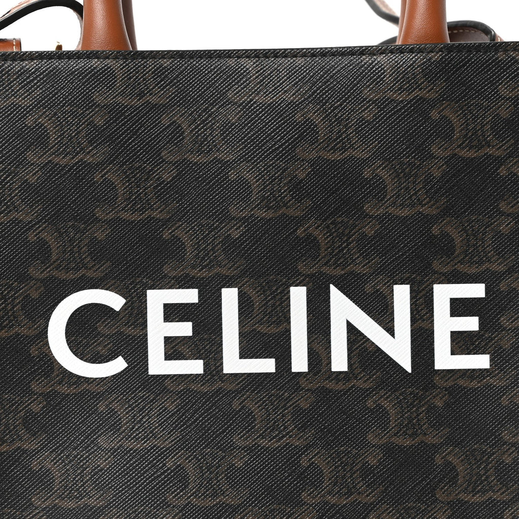 Triomphe Canvas Calfskin Mini Vertical Cabas Tan