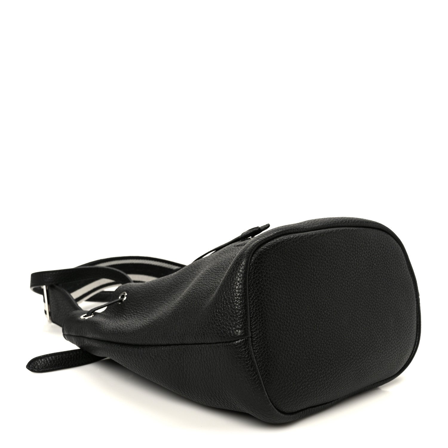 Vitello Daino Soft Drawstring Bucket Bag Black