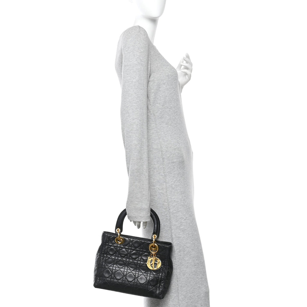 Lambskin Cannage Medium Lady Dior Black