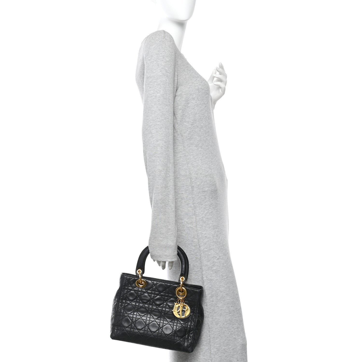 Lambskin Cannage Medium Lady Dior Black